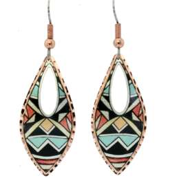 Unique Teardrop Turquoise & Coral Native Earrings