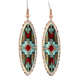 Turquoise and Red SW Native Earrings