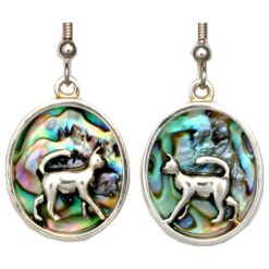 Silver Plated Cat Earrings with Abalone Shells