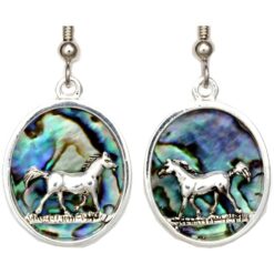Horse Earrings Decorated with Abalone Shells