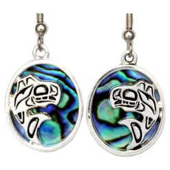 Native Whale Earrings with Abalone Shells