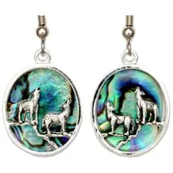 Howling Wolves Abalone Earrings