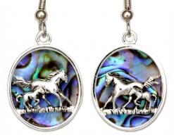 Wholesale Silver Plated Jewelry, Abalone Horse Earrings