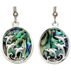 Handmade Jewelry, Abalone Dolphins Earrings