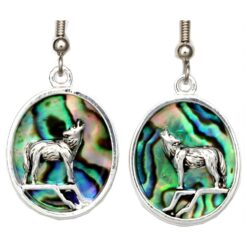 Cut Out Wolf Earrings with Abalone Shell