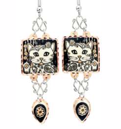Wire Dangle Earrings Cat