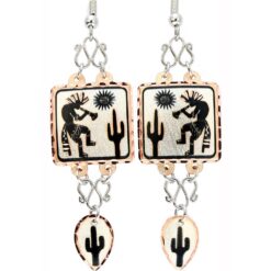 Unique wire copper earrings with SW Native Kokopelli design