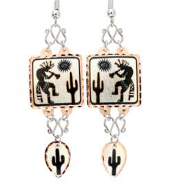 Wire Dangle Earrings SW Native Kokopelli