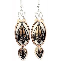 Unique wire copper earrings with feather design