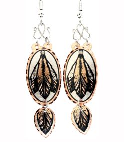 Wire Earrings with Feather Designs