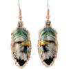 American eagle beautifully shaped copper feather earrings in colorful artwork by Lynn Bean
