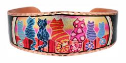 Impressive art jewelry bracelets, cats on fence art bracelets by Nick Gustavson