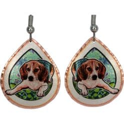 Show off what you love most with fun to wear colorful beagle dog earrings