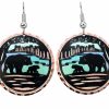 Copper bear earrings with colorful highlights