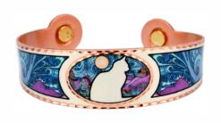 Magnetic bracelets handmade from copper in captivating colorful cat artwork