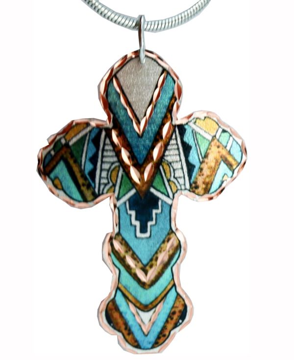 SW Native American cross necklace handmade from original watercolor artwork
