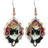 Beautifully shaped colorful copper cat earrings