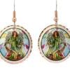 Buy angel earrings handmade from copper in colorful stained glass flair