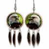 American bald eagle earrings with dangle feather