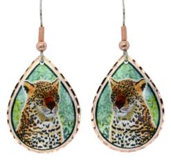 Cheetah earrings handmade in teardrop copper with vibrant colors Cheetah earrings handmade in teardrop copper with vibrant colors
