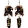 Buy golden eagle earrings with dangle feather, with surgical steel hypoallergenic ear wires