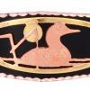 Handcrafted unique bracelets, black patina copper bracelet decorated with cut out copper and gold loon design