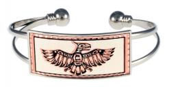 Handmade unique bracelets, silver color wire bracelets decorated with copper Native Thunderbird design