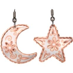 Moon and star flower earrings with diamond cutting to sparkle