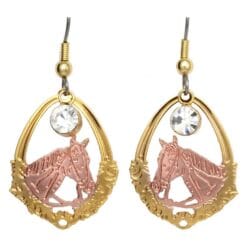 Cut out horse handcrafted earrings with dangle crystal