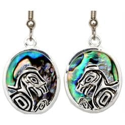 Abalone Inlay Silver-Plated Native Eagle Earrings RM-04