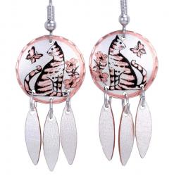 Handmade cat earrings with dangles, a perfect jewelry gift for cat lovers