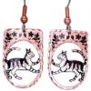 Handmade earrings wholesale, Cut out copper cat earrings with diamond cutting to sparkle