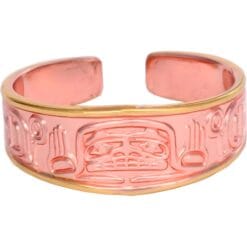 Unique rings, adjustable copper rings created in Native Haida embossed design