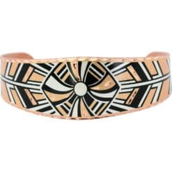 Art deco copper unique bracelets handmade from copper with silver and black highlights