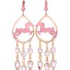 Chandelier horse earrings made from copper with gold plated border with dangle crystals Chandelier horse earrings made from copper with gold plated border with dangle crystals