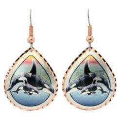 Celebrate feelings of love for ocean wildlife by wearing these exquisite killer whale earrings