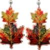 Dangle maple leaf earrings handmade from copper in shimmering autumn colors