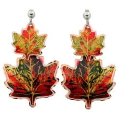 Buy autumn colored dangle maple leaf earrings