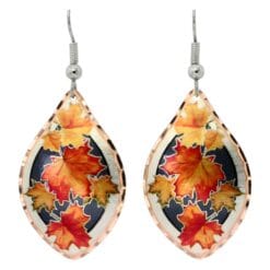 Maple leaves earrings handmade from copper in vibrant colors to brighten up your days