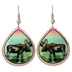 Moose Earrings Handmade from the Colorful Artwork of Lynn Bean