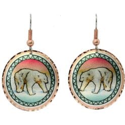Polar bear handmade earrings with shimmering diamond-cut copper sparkle