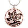 unique keychains handmade from copper in Native Haida eagle and salmon design