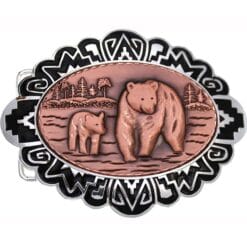 Copper embossed cub and bear copper western belt buckles