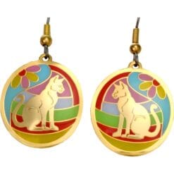 Unique cheap fashion jewelry, colorful sitting cat earrings