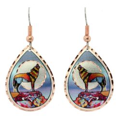 Stylish and tasteful colorful howling wolf earrings
