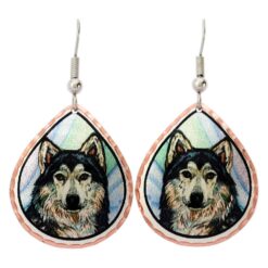 Unique Wildlife Earrings, Gray Wolf Earrings