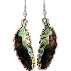 You will be impressed with stylishness and originality of these copper feather earrings created in American eagle artwork
