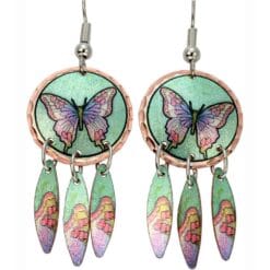 Women's unique jewelry, dangle butterfly earrings handmade in vibrant colors to brighten up your days