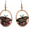 Monarch butterfly earrings handmade from cut out copper with sensational colors