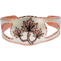 Maple leaves handmade bracelet made from copper accentuated with silver and black colors